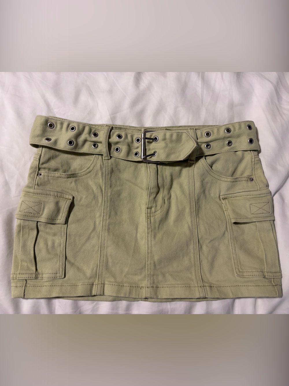 PacSun Olive Green Cargo Mini Skirt with Grommet Belt